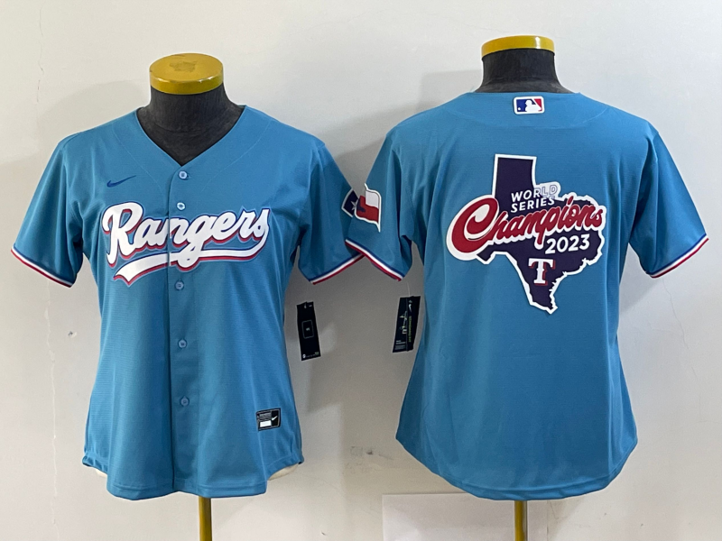 Youth Texas Rangers Blue Team Big Logo With Patch Stitched Baseball Jersey